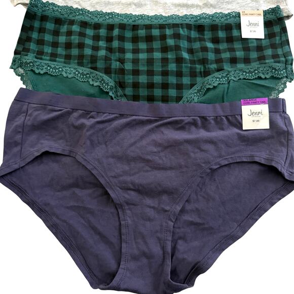Jenni Intimates Lot 3pcs Hipster Boyshort Cotton Panties Multi - Plus XXL 2X - Picture 2 of 7
